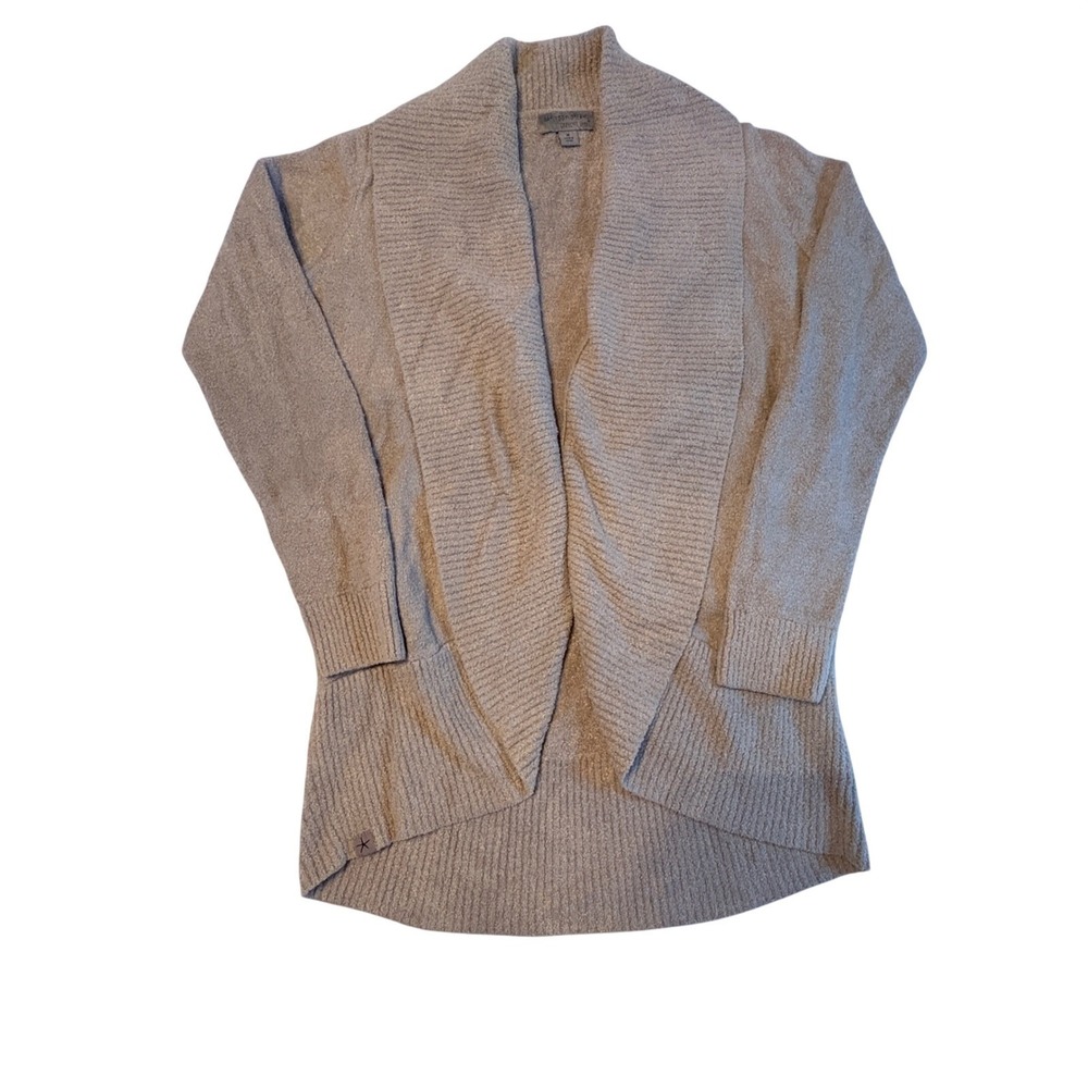 Barefoot Dreams CozyChic Lite Cardigan Womens Medium Taupe Shawl Open Sweater